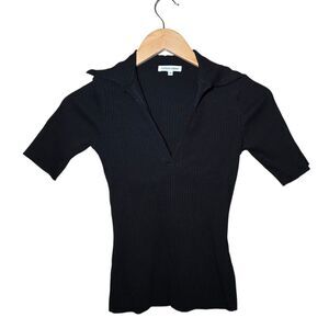 Cotton Citizen Ibiza Short Sleeve Polo Women’s XS Black Ribbed NWOT